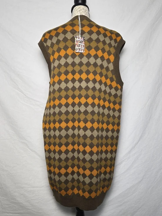 KNOWN SUPPLY Argyle Sweater Vest Dress - 100% Organic Cotton - NWT - Size S - Picture 3 of 7